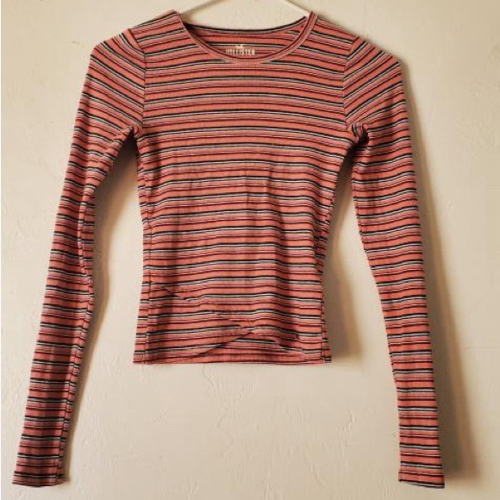 Striped long sleeve crop top